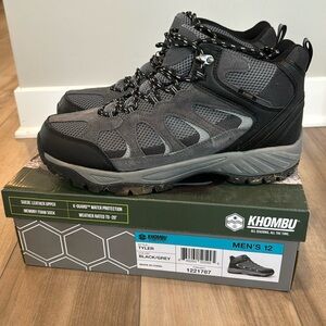 Khombu Tyler Men's Leather Hiking Outdoor Tactical Boots -Black/Grey. Size 12.